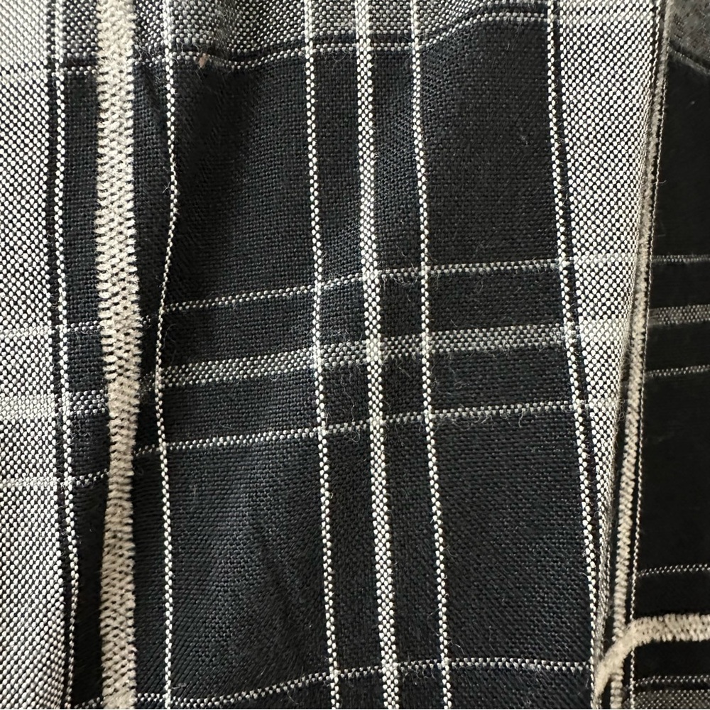 Max Studio Black & White Plaid Button Down Shirt with Ruffle Sleeves, Size Small - Picture 6 of 10